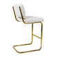 Amethyst - Set of 2 - 27" Ivory Counter Stools with Boucle Upholstered Armless Seats and Gold Chrome Base