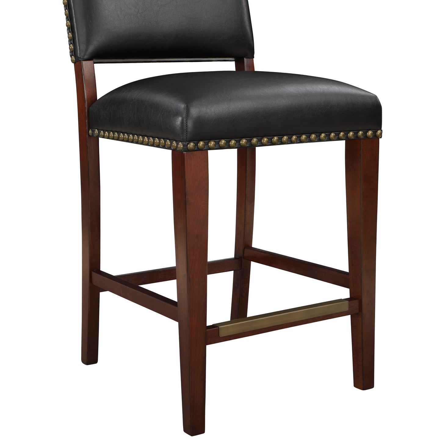 UrbanVibe - Set of 2 - 26" Brown Faux Leather Counter Stools with Nail Head Trim