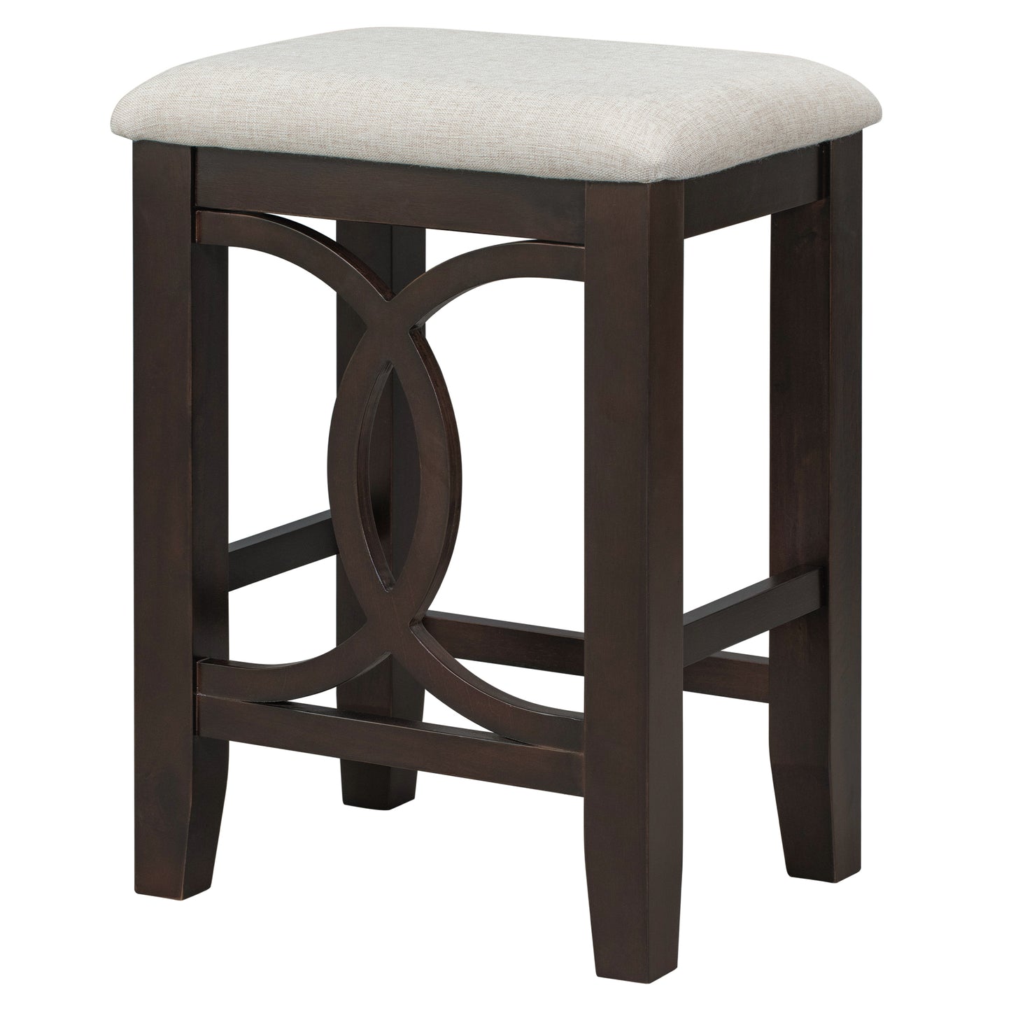 Brinova - Set of 2 - 24" Upholstered Counter Stools with USB Ports and Espresso Farmhouse Rubberwood Table (47.2")