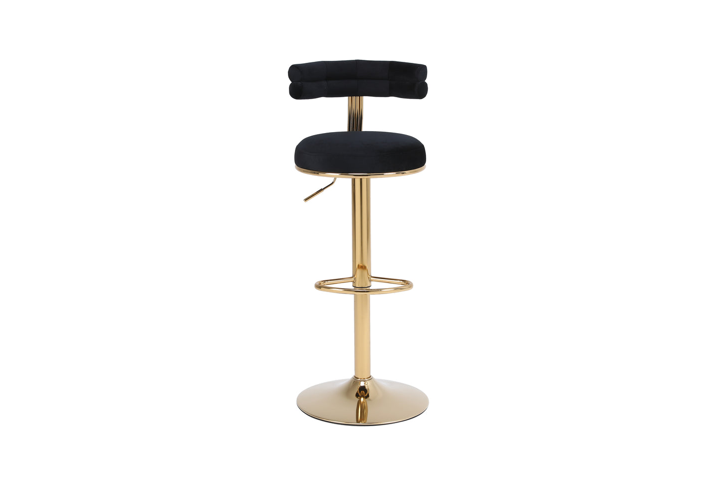 Hollis - Set of 2 - 26" Black Velvet Adjustable Counter & Bar Stools with Golden Iron Legs