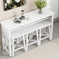 Tirion - 4-Piece Farmhouse Counter Height 60" Dining Table Set with 3 Stools for Small Spaces, White