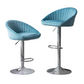 Santar- Set of 2 - 24" Elegance  Seat Height Adjustable Blue Velvet Bar Stools with Backrest and Footrest