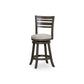Solterra – Set of 2 – 24" Counter Height Swivel Stools with Slat Back, Weathered Gray Finish, and Beige Upholstered Seat