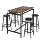 Rockstone - set of 6 - 47.5" Kitchen Counter Height Set with Brown Bar Table and 4 Stools