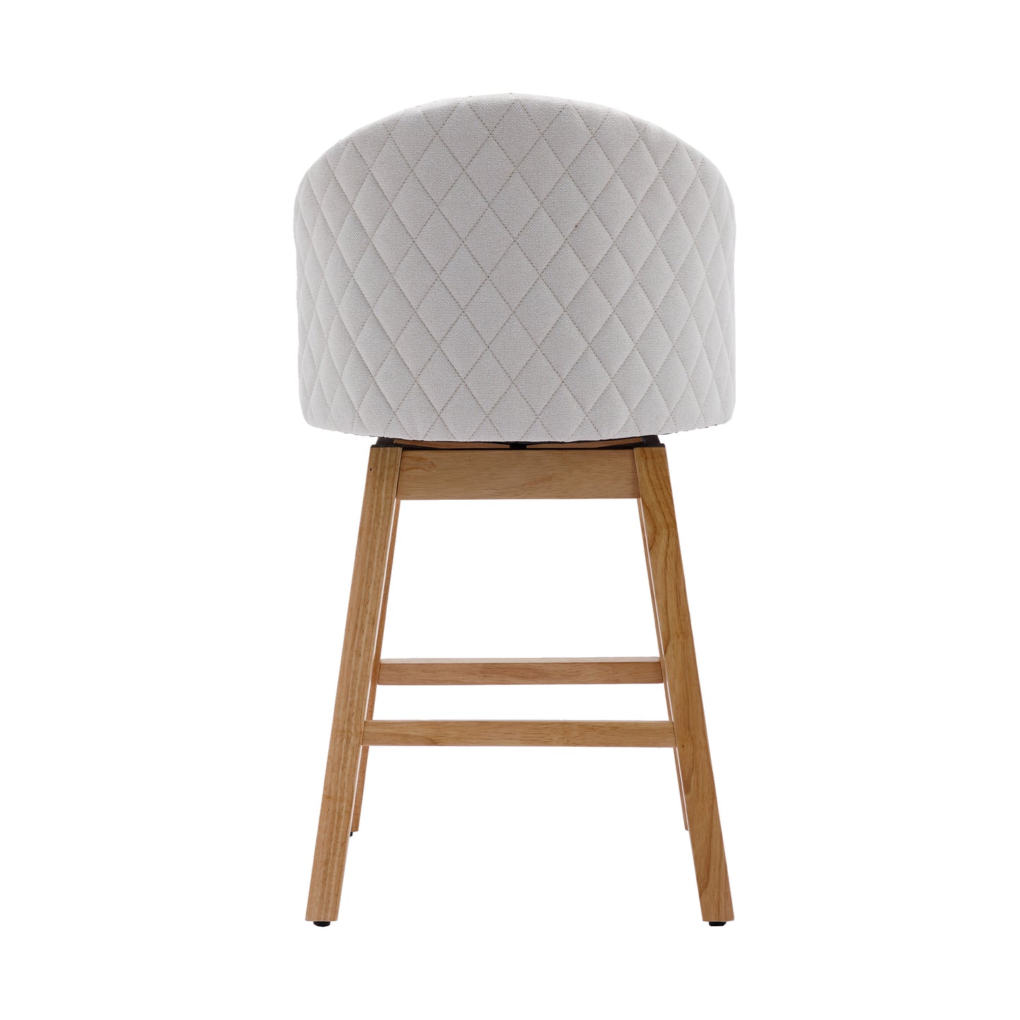 Halstid - Set of 2 - 29" Beige Linen Counter Height Bar Stools with 360° Swivel - Footrest and Solid Wood Legs