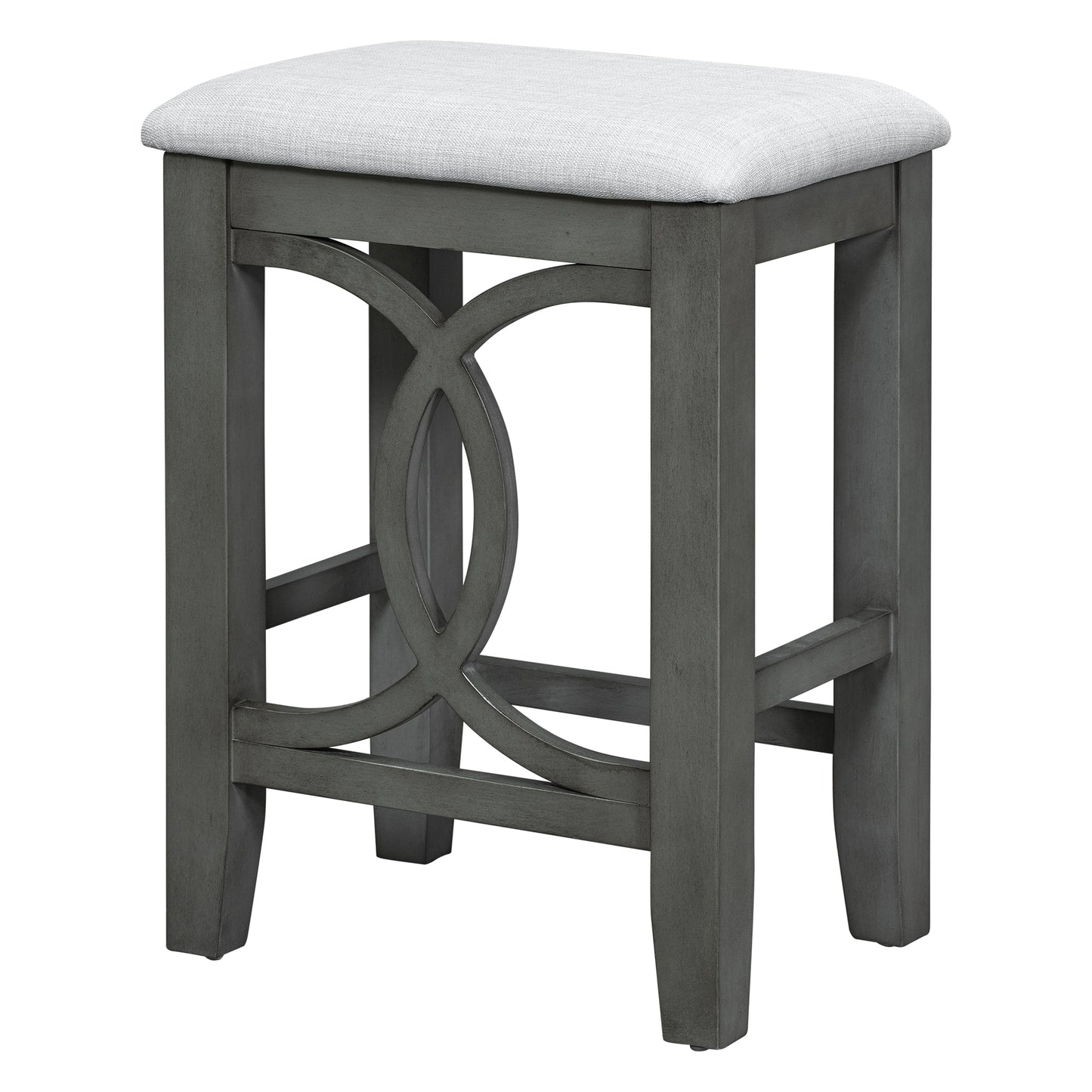 Topmax - 4-Piece 30" Rustic Brown Counter Height Table with Fabric Padded Stools and Socket