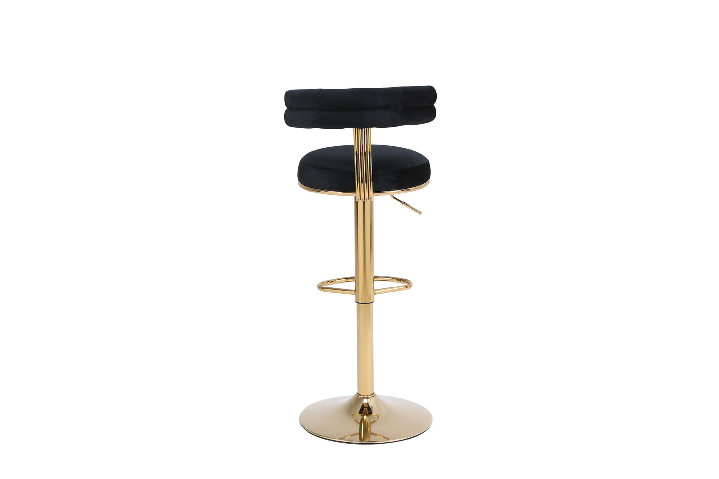 Hollis - Set of 2 - 26" Black Velvet Adjustable Counter & Bar Stools with Golden Iron Legs