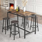 Rockstone - set of 6 - 47.5" Kitchen Counter Height Set with Brown Bar Table and 4 Stools
