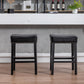 Moniler - Set of 2 - 26" Black Faux Leather Backless Bar Stools with Solid Wood Legs