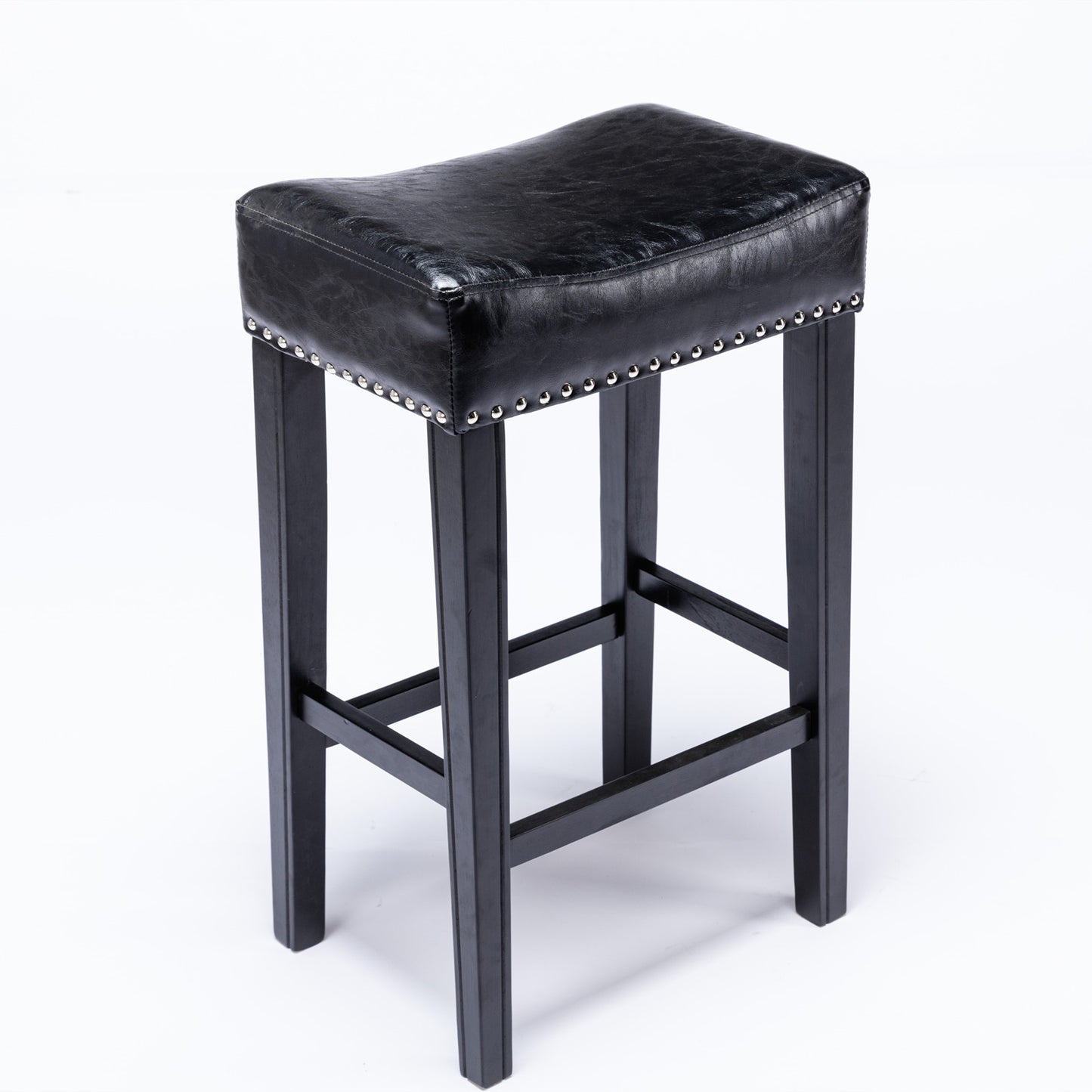 Selwyn - Set of 2 - 29" Backless Counter-Height Bar Stools in Black Faux Leather