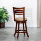 Hudson - Set of 2 - 24" Counter Height Saddle Stools with Weathered Gray Finish and Cream Leather Seat