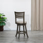Solterra – Set of 2 – 24" Counter Height Swivel Stools with Slat Back, Weathered Gray Finish, and Beige Upholstered Seat