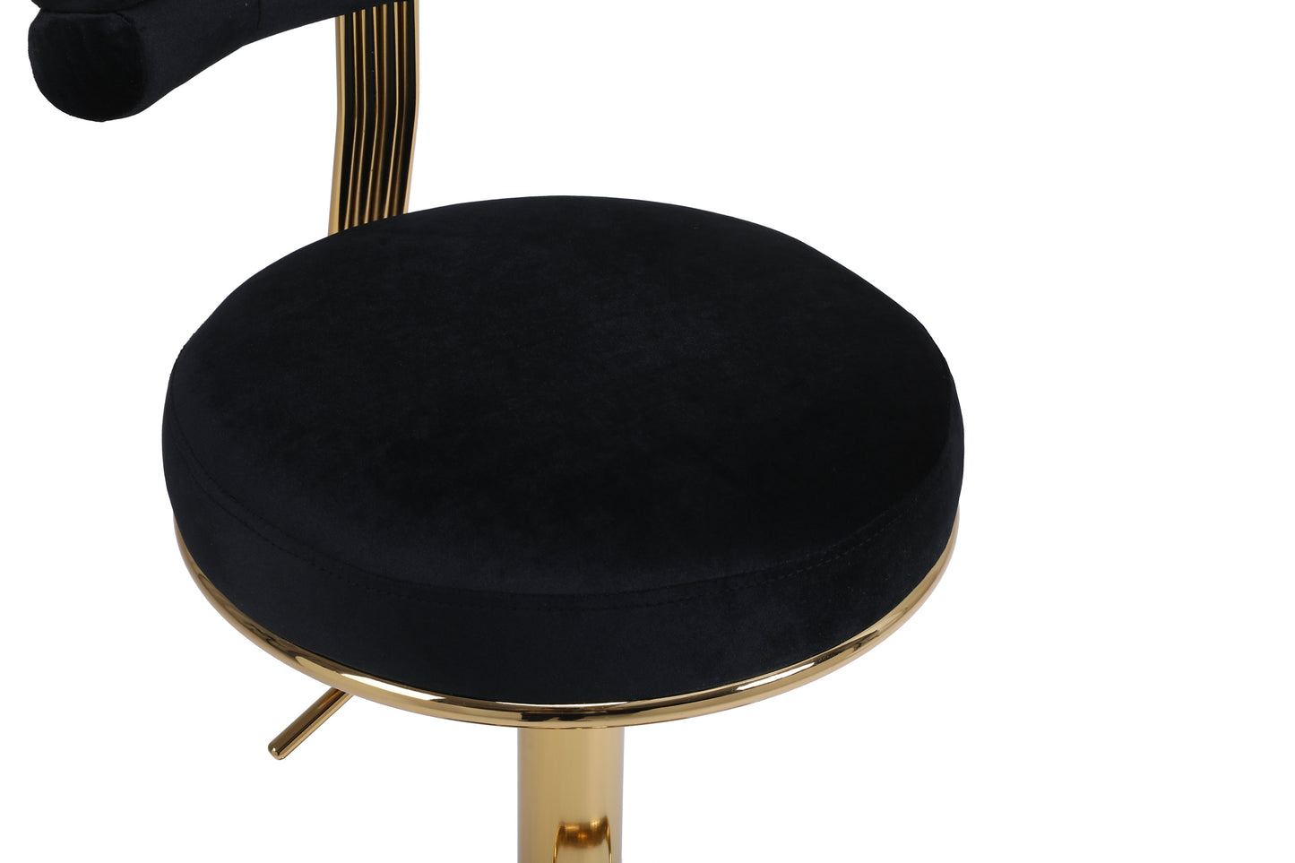 Hollis - Set of 2 - 26" Black Velvet Adjustable Counter & Bar Stools with Golden Iron Legs