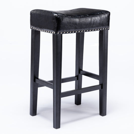 Selwyn - Set of 2 - 29" Backless Counter-Height Bar Stools in Black Faux Leather