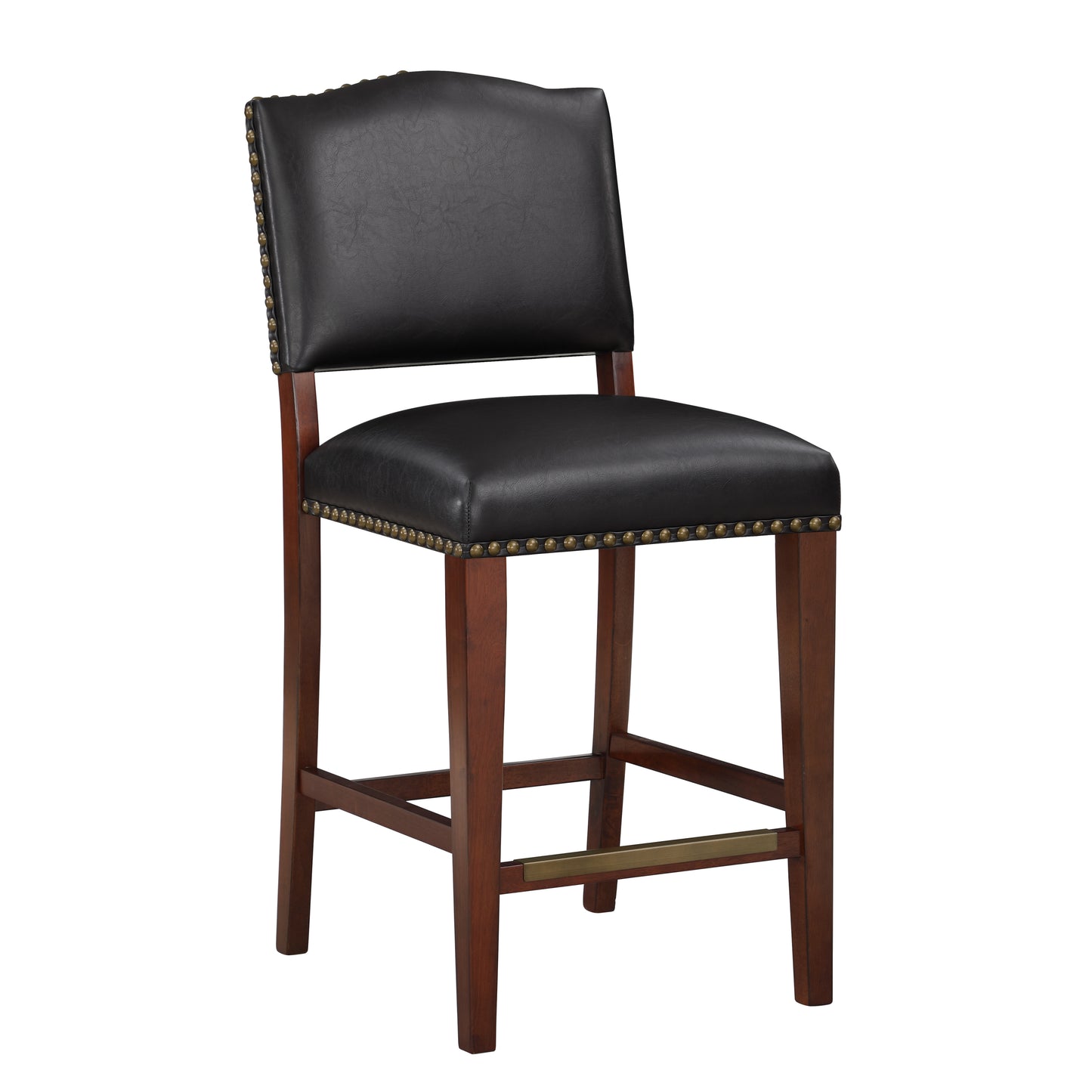 UrbanVibe - Set of 2 - 26" Brown Faux Leather Counter Stools with Nail Head Trim