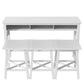 Tirion - 4-Piece Farmhouse Counter Height 60" Dining Table Set with 3 Stools for Small Spaces, White