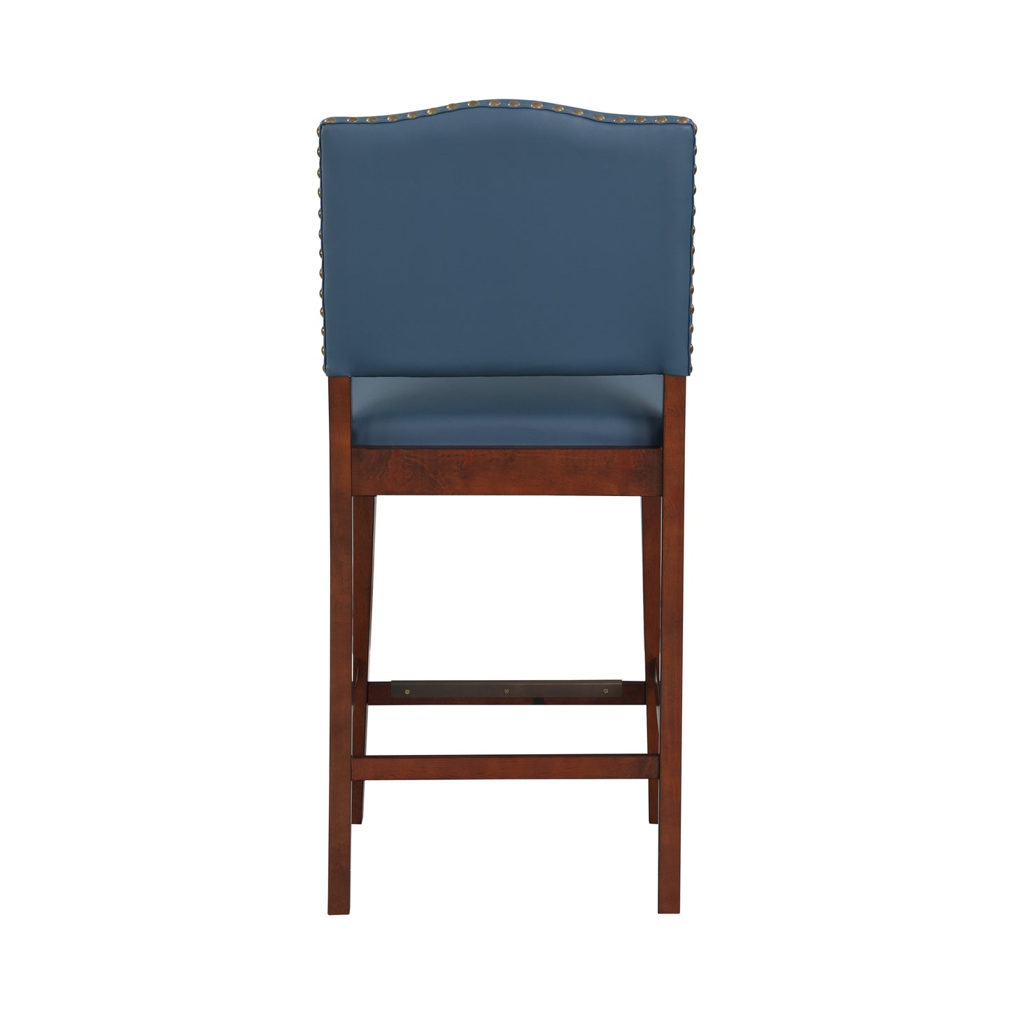 Belmontthel - Set of 2 - 26" Blue Faux Leather Counter Stools with Nailhead Trim