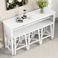Tirion - 4-Piece Farmhouse Counter Height 60" Dining Table Set with 3 Stools for Small Spaces, White