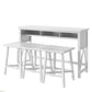 Tirion - 4-Piece Farmhouse Counter Height 60" Dining Table Set with 3 Stools for Small Spaces, White