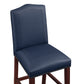 Daphne - Set of 2 - 23" Navy Faux Leather Counter Stools with Solid Wood Frame