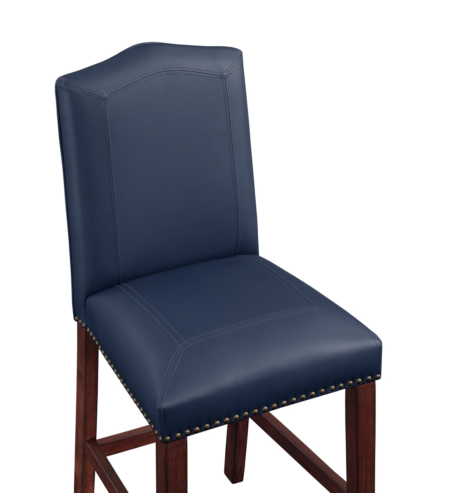 Daphne - Set of 2 - 23" Navy Faux Leather Counter Stools with Solid Wood Frame