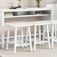 Tirion - 4-Piece Farmhouse Counter Height 60" Dining Table Set with 3 Stools for Small Spaces, White