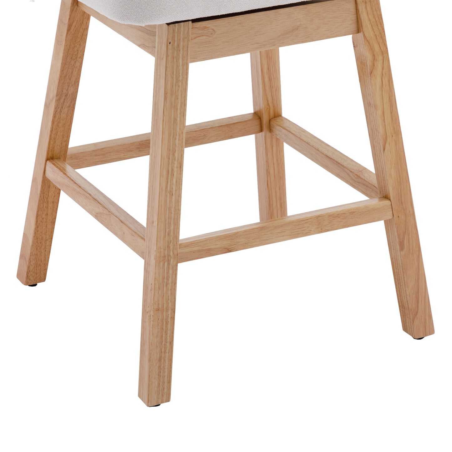 Halstid - Set of 2 - 29" Beige Linen Counter Height Bar Stools with 360° Swivel - Footrest and Solid Wood Legs