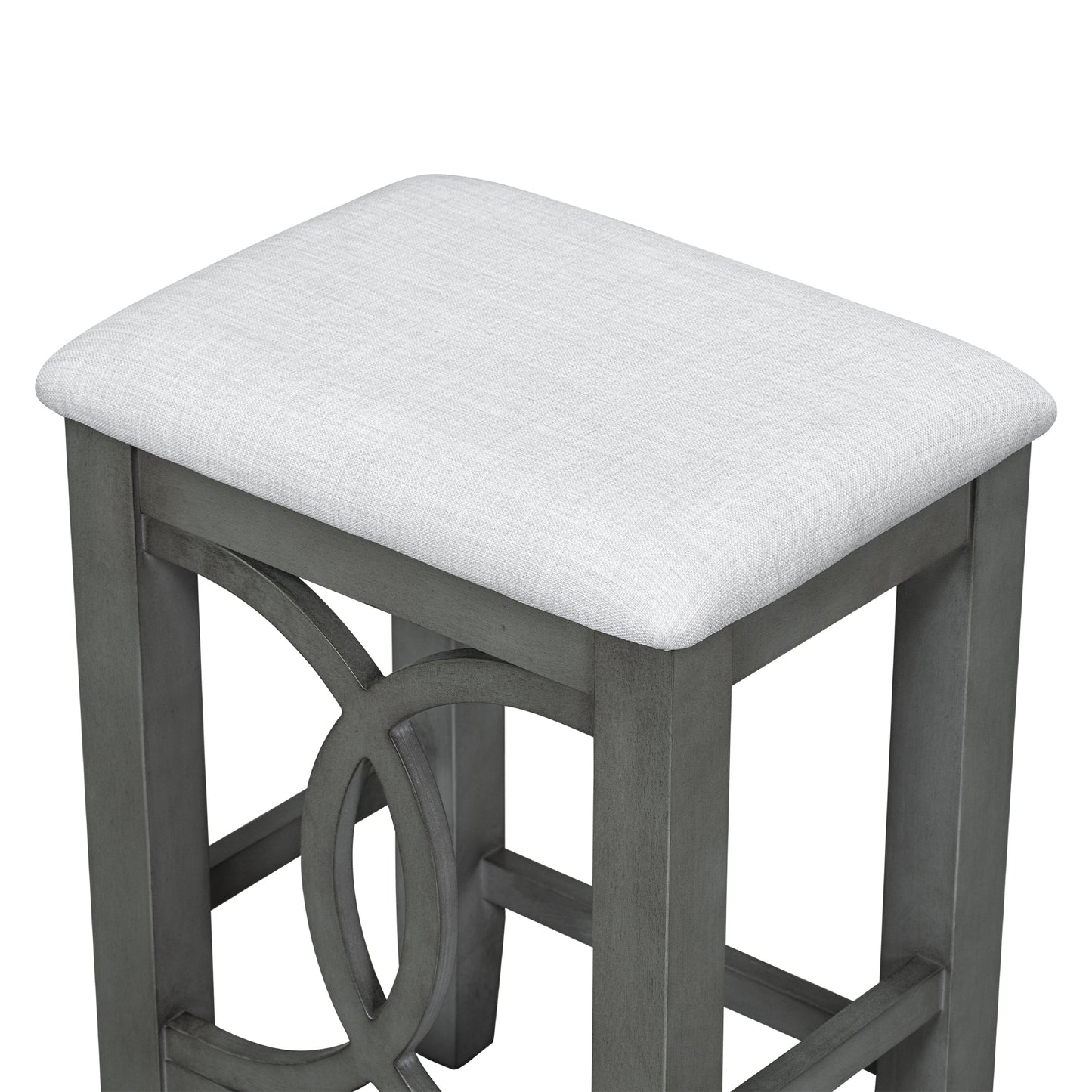 Topmax - 4-Piece 30" Rustic Brown Counter Height Table with Fabric Padded Stools and Socket