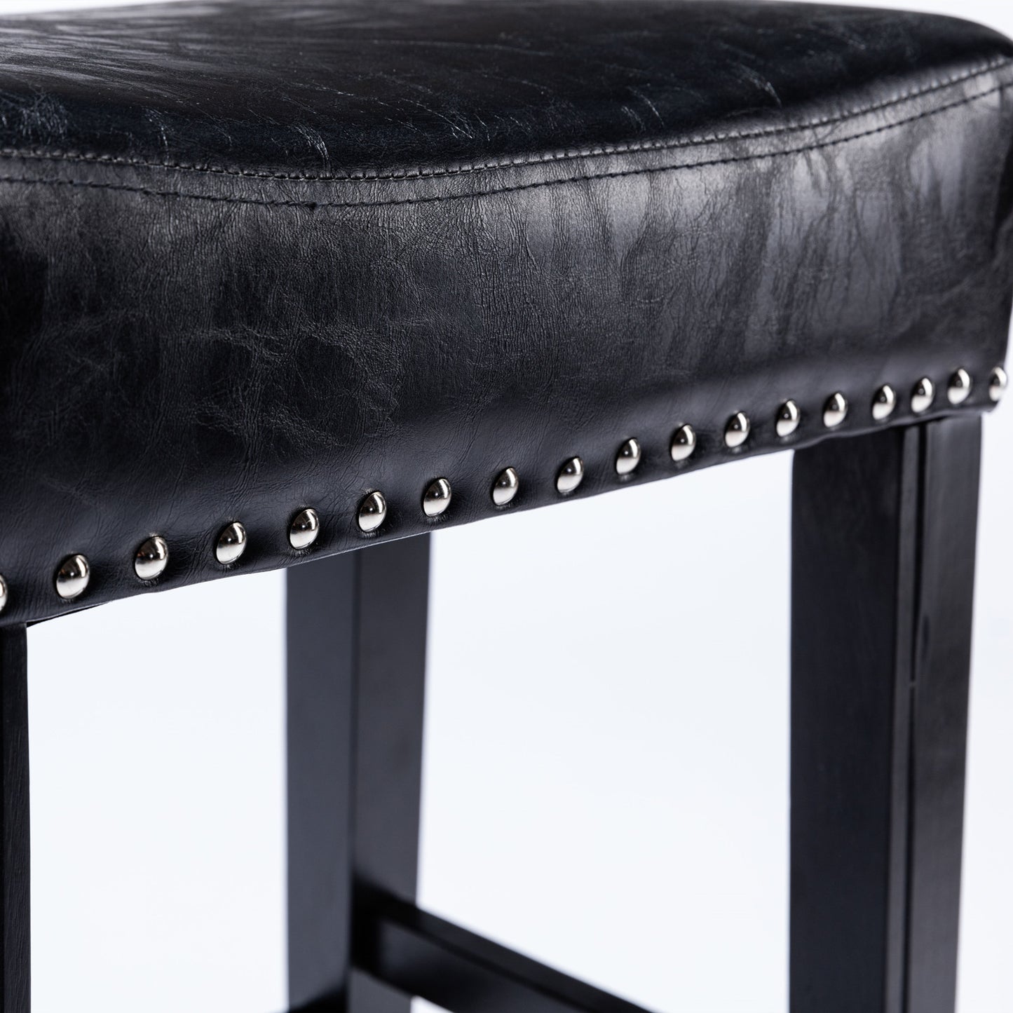 Selwyn - Set of 2 - 29" Backless Counter-Height Bar Stools in Black Faux Leather