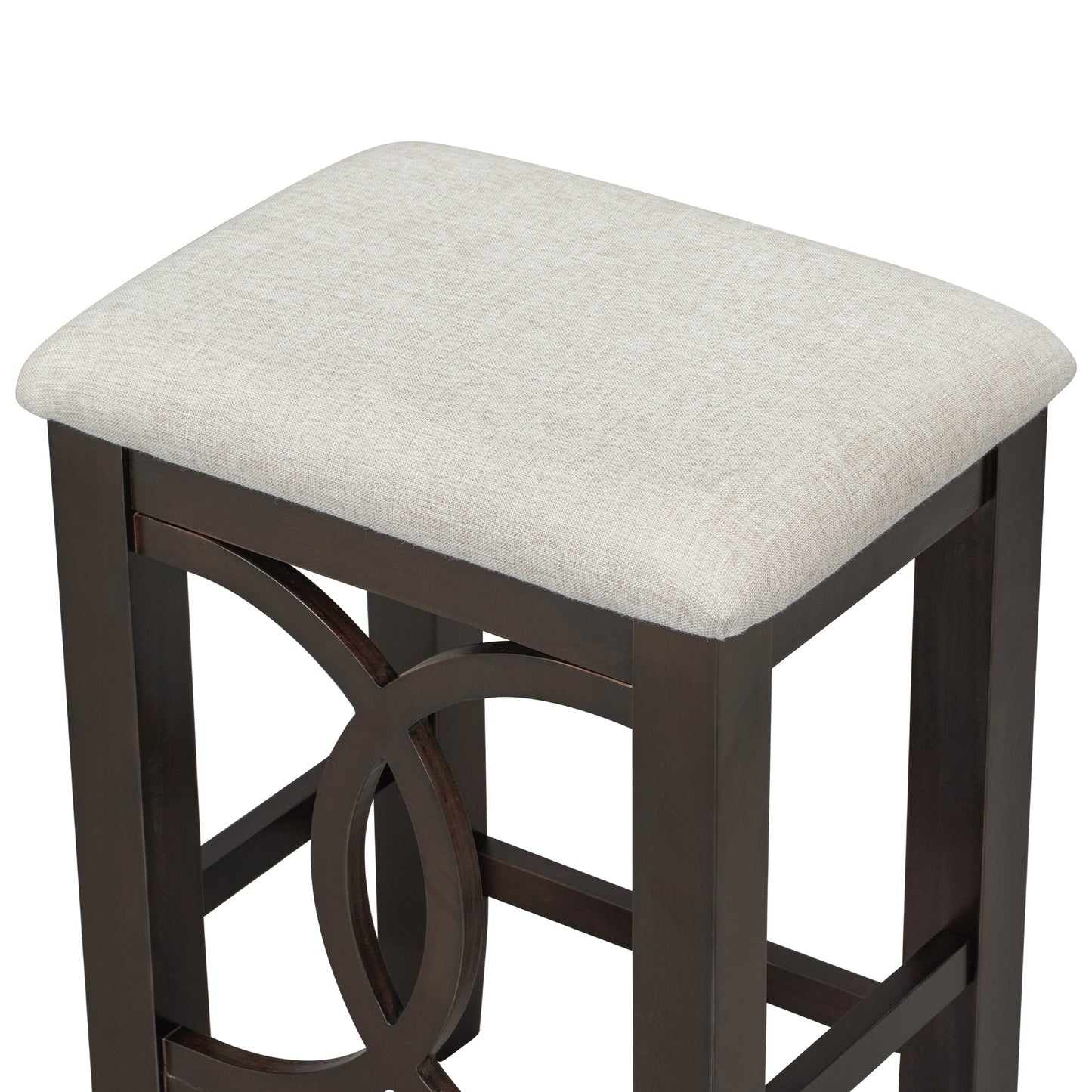 Brinova - Set of 2 - 24" Upholstered Counter Stools with USB Ports and Espresso Farmhouse Rubberwood Table (47.2")