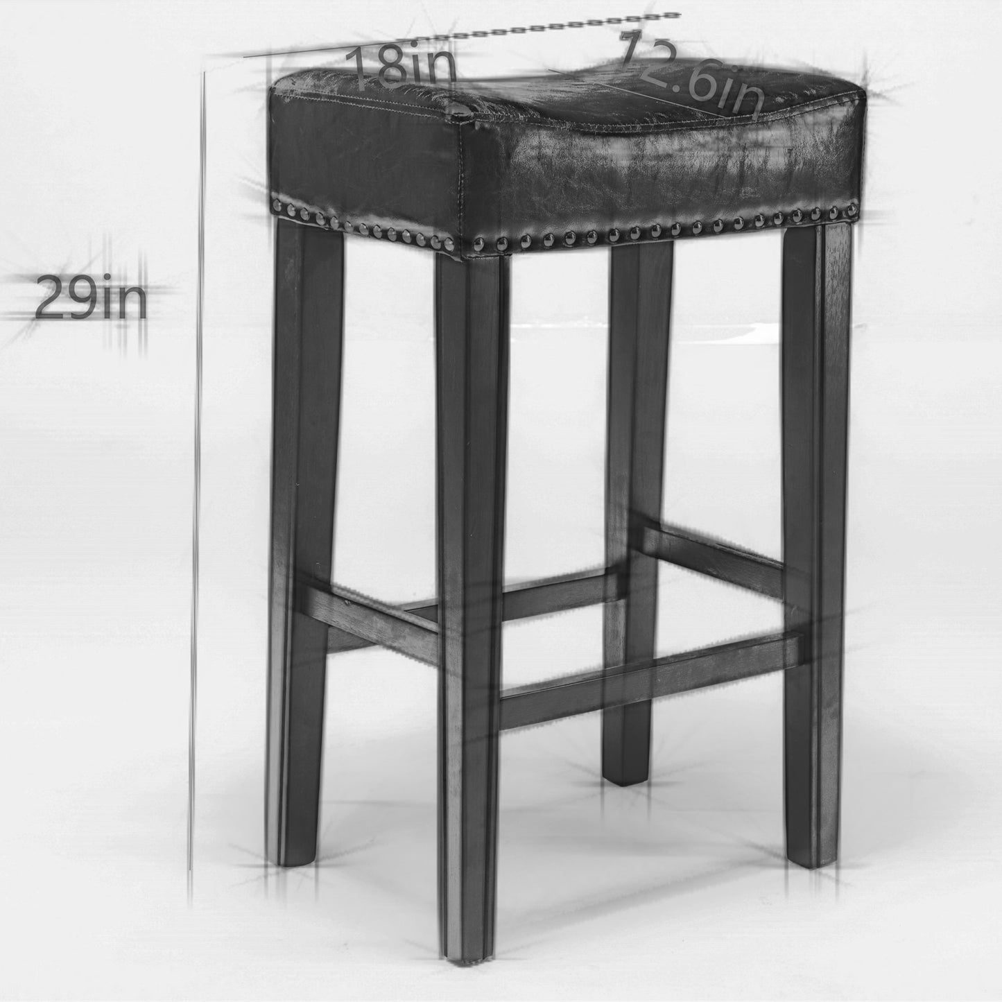 Bradshaw - Set of 2 - 28"  Brown Backless Faux Leather Counter Stools with Farmhouse Design and Solid Wood Legs