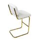 Amethyst - Set of 2 - 27" Ivory Counter Stools with Boucle Upholstered Armless Seats and Gold Chrome Base