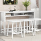 Tirion - 4-Piece Farmhouse Counter Height 60" Dining Table Set with 3 Stools for Small Spaces, White