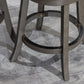 Solterra – Set of 2 – 24" Counter Height Swivel Stools with Slat Back, Weathered Gray Finish, and Beige Upholstered Seat